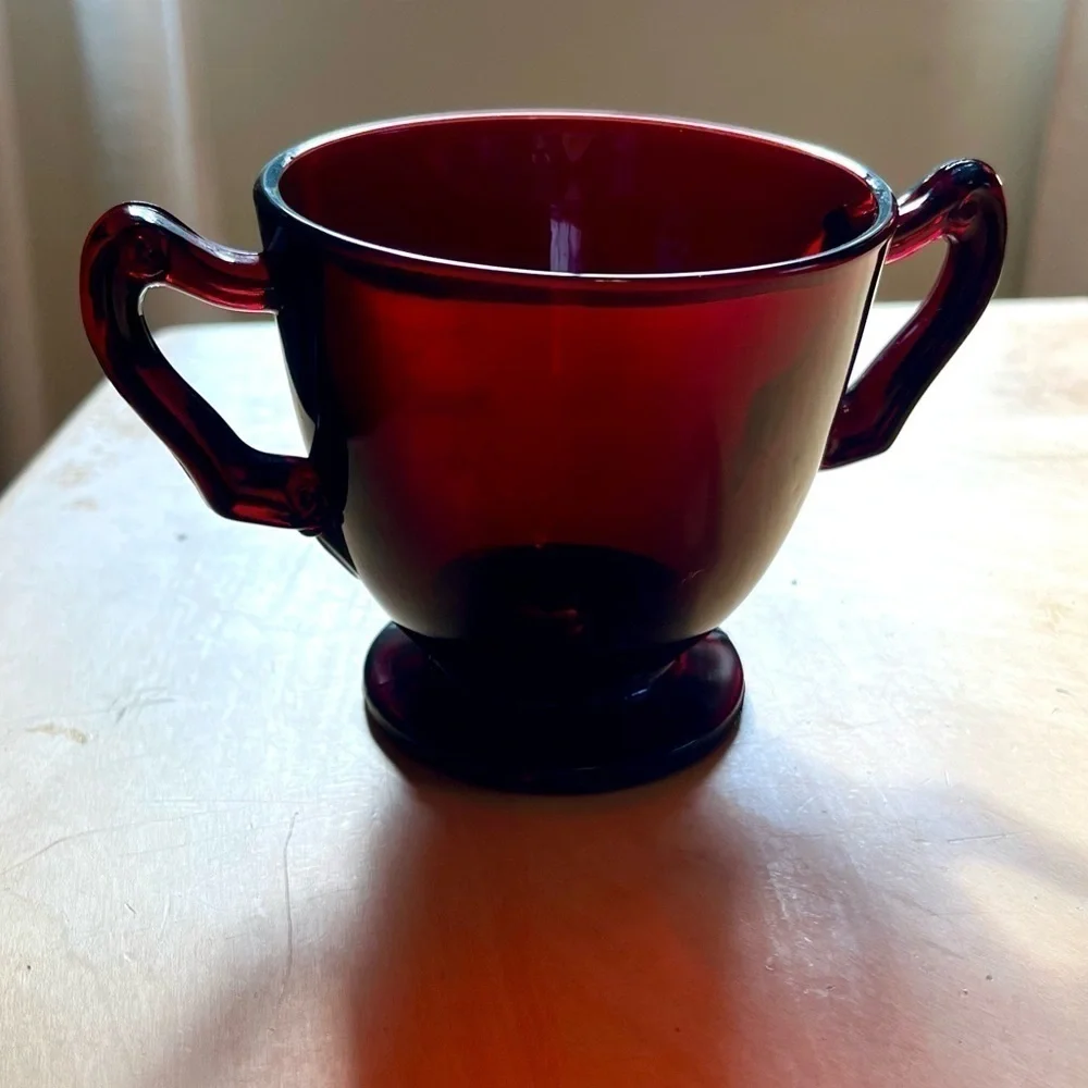 Vintage Anchor Hocking Royql Ruby Red Open Sugar Dish
